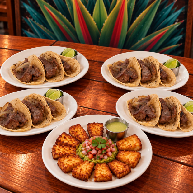12 TACOS DE ARRACHERA + QUESO COTIJA FRITO
